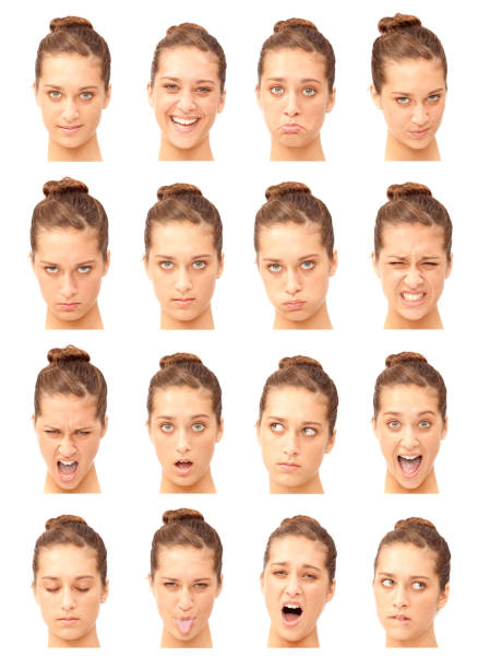 istock young beautiful girl expression collection isolated on white 157434611