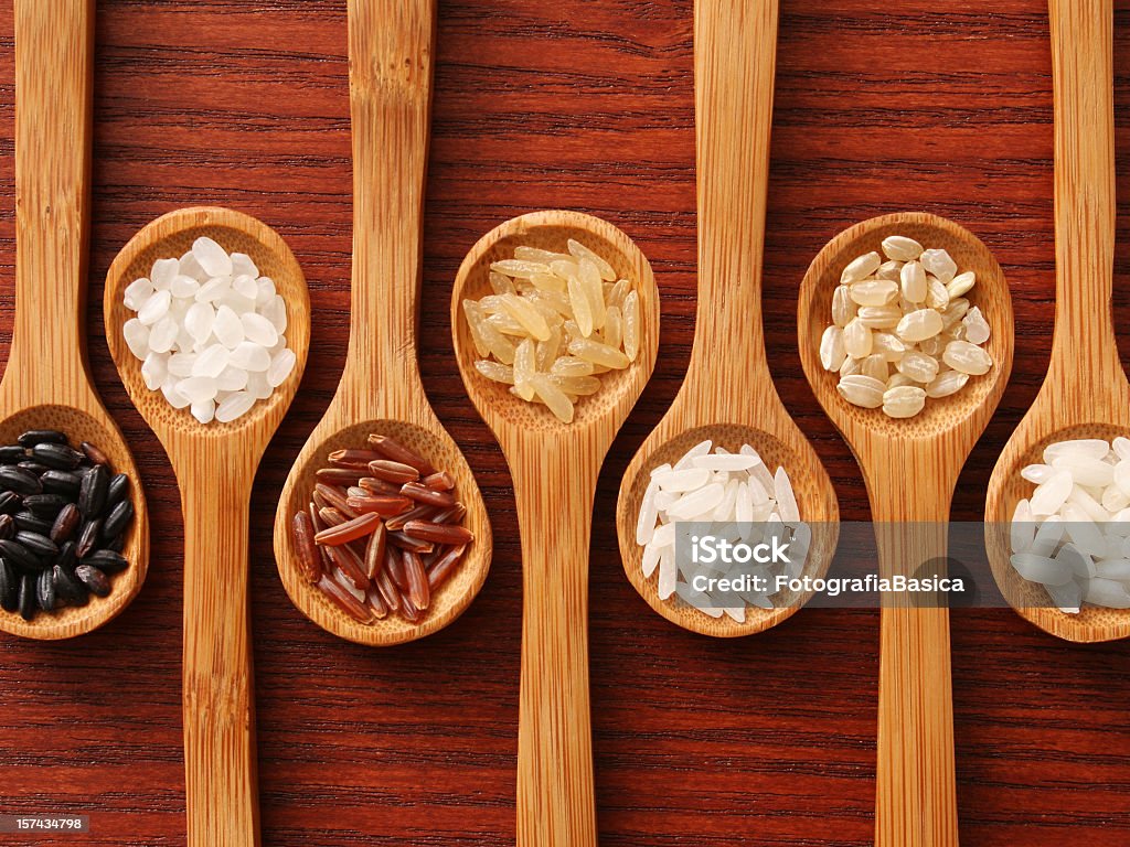 Reis und Restaurant "spoons" - Lizenzfrei Weißer Reis Stock-Foto
