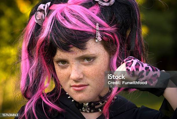 Punk Goth Emo Girl Rebellious Teenage Fashion Child Bad Attitude Stock Photo - Download Image Now