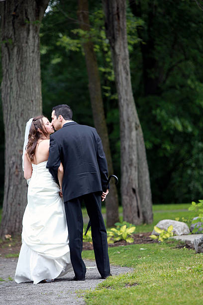 istock Romantic and attractive newly wed couple 157434925