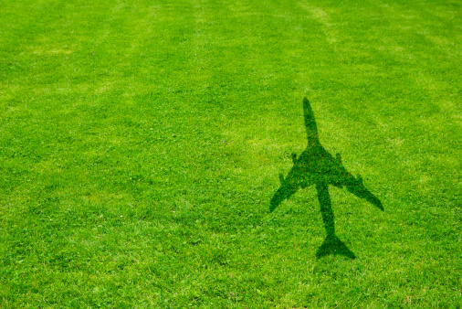 Grass with airplane shadow