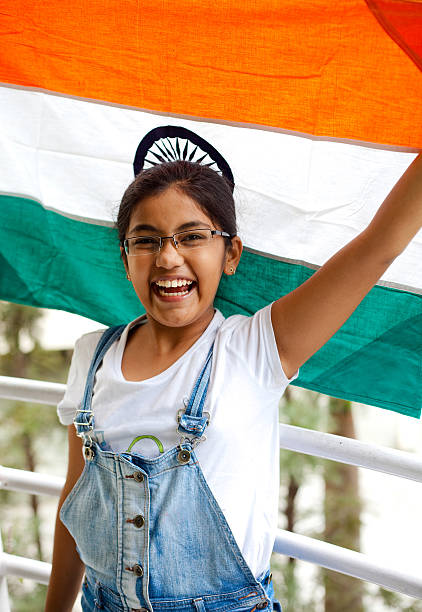 istock Girl with an Indian Flag 157435068