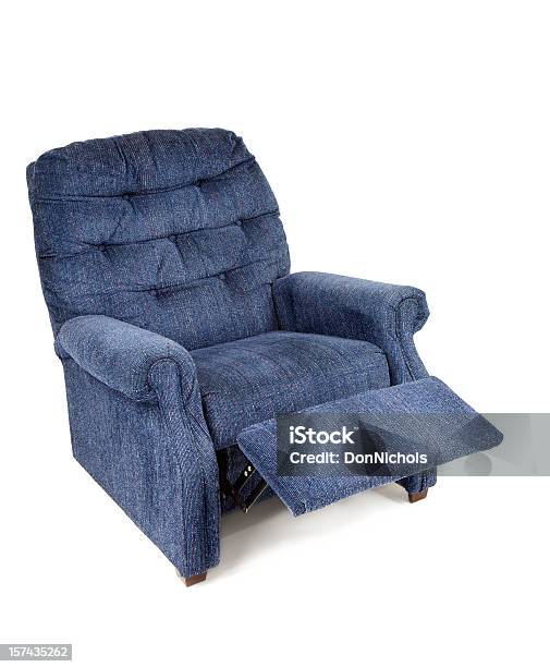 Blue Recliner Chair Stock Photo - Download Image Now - Reclining Chair, Cut Out, Armchair