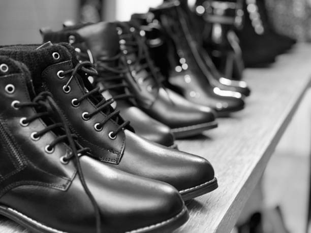 istock An arrangement of walking boots on a shelf 1574353052