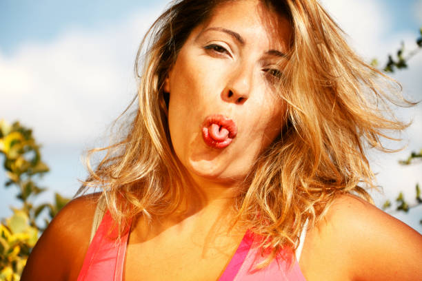 woman making sily face