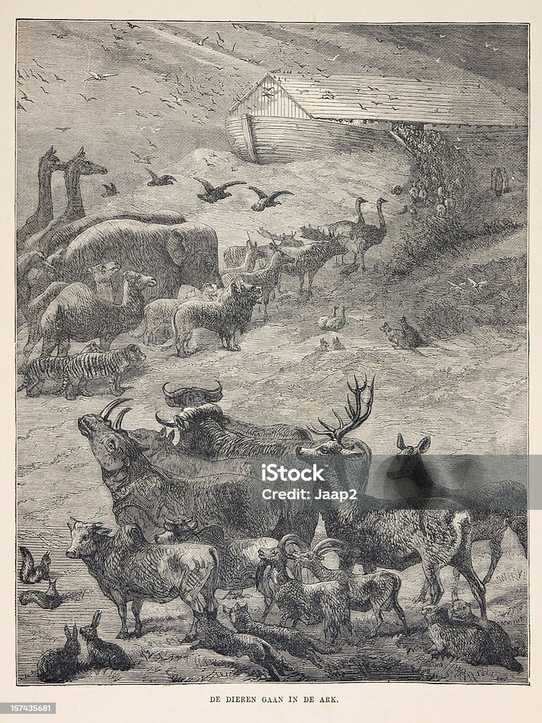 Biblical 판화, 동물 탑승이란 Noah 왜고너의 방주 (1873 - 로열티 프리 방주 스톡 사진