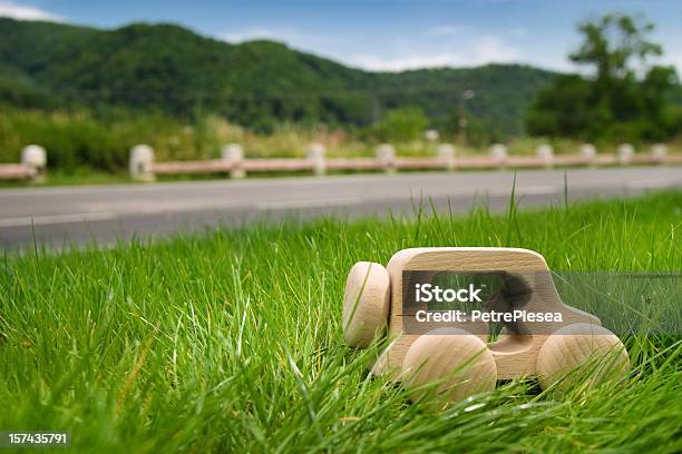 Eco Vehículo De Madera En La Hierba Foto de stock y más banco de imágenes de Coche híbrido - Coche híbrido, Medio ambiente, Aire libre