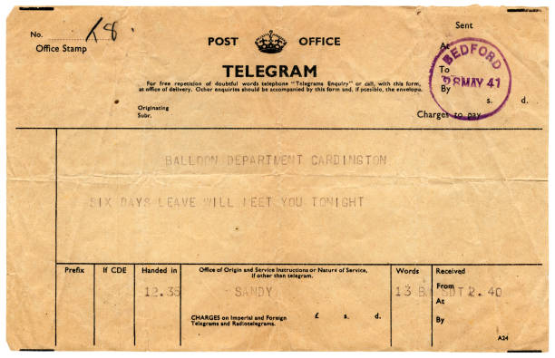 istock Good news telegram to Cardington, 1941 157436414