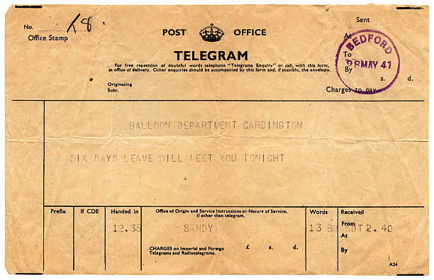 boas notícias telegrama para cardington, 1941 - 1941 imagens e fotografias de stock