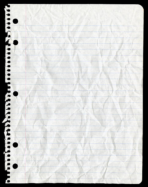 sheet of paper torn from spiral notebook and crumpled - skrynklig bildbanksfoton och bilder