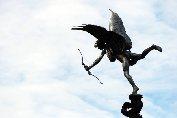 London, UK. March 2nd 2023. The famous Eros statue in the centre of Piccadilly Circus, London.