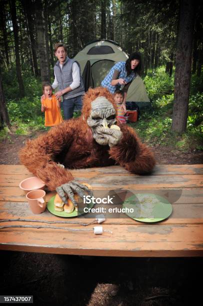 Sasquatch - Fotografie stock e altre immagini di Campeggiare - Campeggiare, Humour, Bizzarro