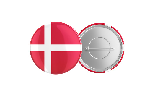 3d Render Denmark Flag Badge Pin Mocap, Front Back Clipping Path, It can be used for concepts such as Policy, Presentation, Election.