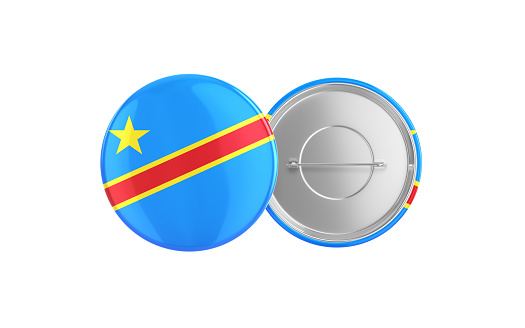 3d Render Democratic Republic of the Congo Flag Badge Pin Mocap, Front Back Clipping Path, It can be used for concepts such as Policy, Presentation, Election.