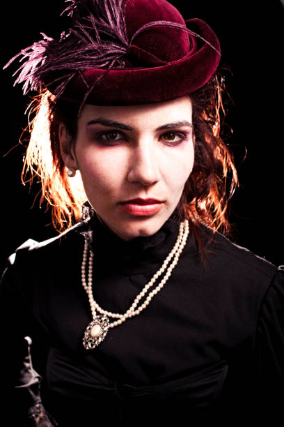 istock Backlit Girl in Victorian clothing 157437330