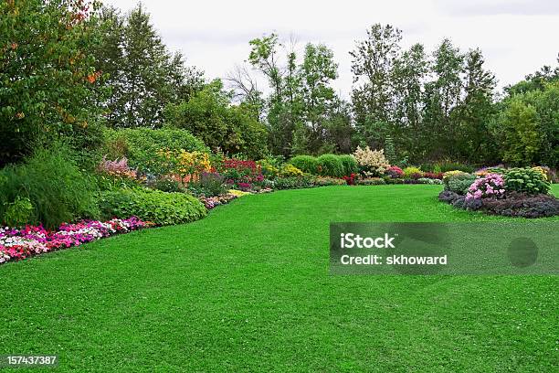 Green Lawn In Landscaped Formal Garden Stock Photo - Download Image Now - Yard - Grounds, Lawn, Landscaped