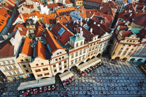 aerial view of the old town of Prague, Czech Republic
