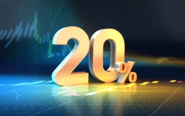 Photo of 20 Percent Sign sitting on Finance chart