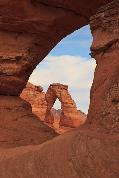 Delicate Arch Seen through Hole stock photo