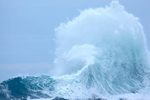 Powerful Exploding Wave with surf and spray stock photo