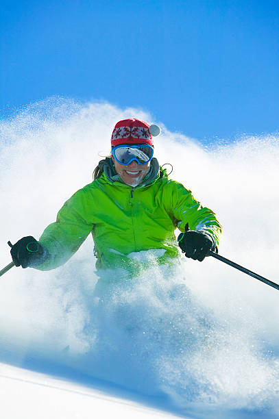 sci in polvere - skiing powder snow snow telluride foto e immagini stock