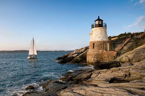 Castle Hill Lighthouse, Newport Rhode Island  rhode island stock pictures, royalty-free photos & images