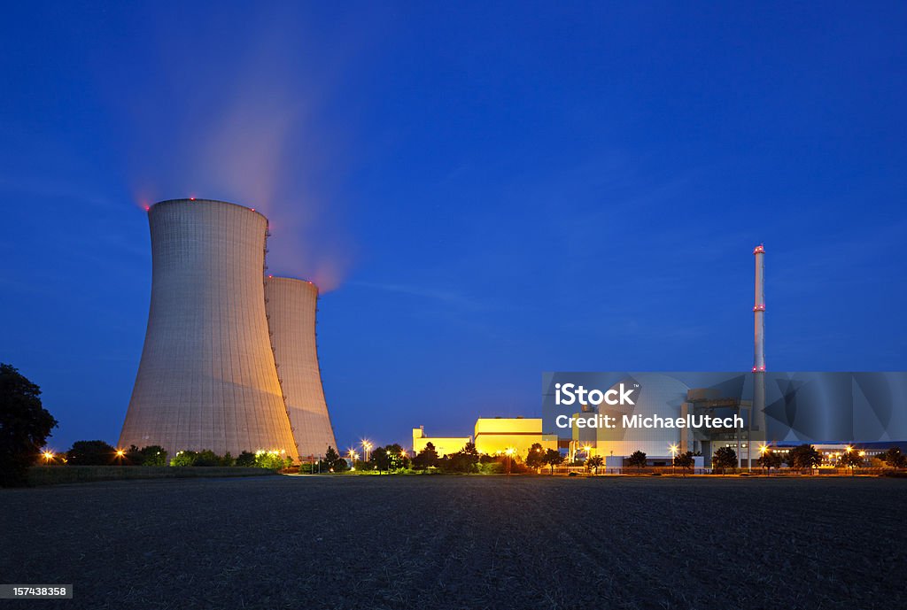 Nuclear Power Station At Night  Nuclear Power Station Stock Photo