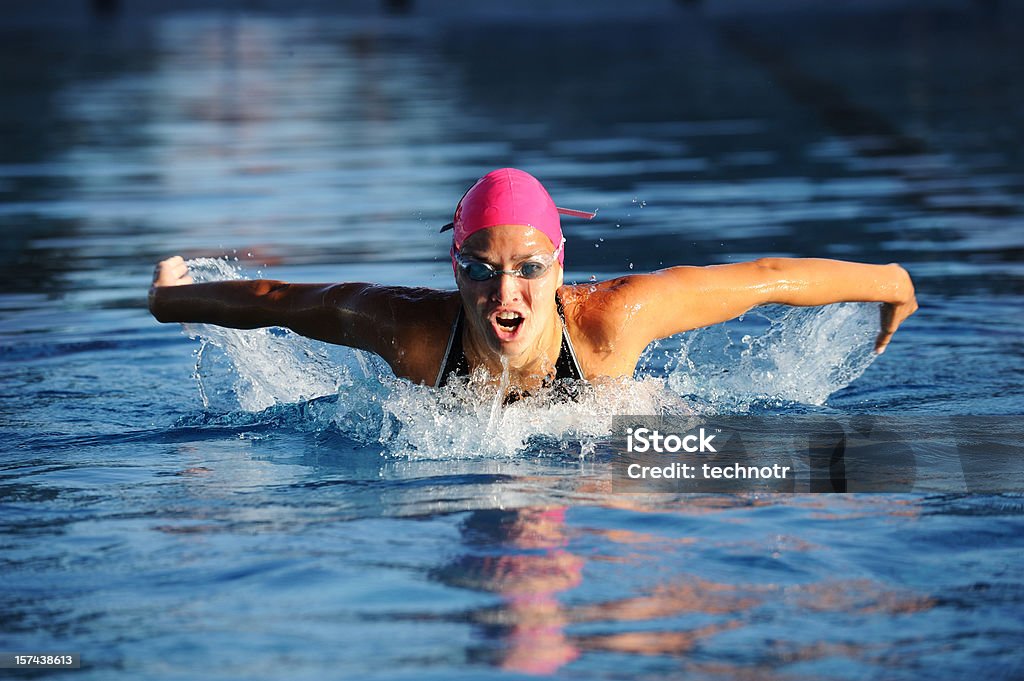 Butterfly stroke race  Swimming Stock Photo