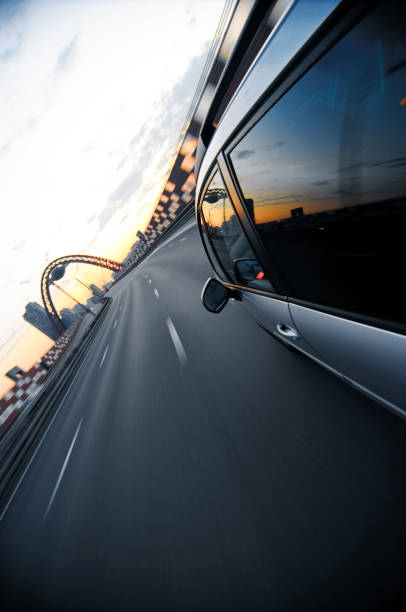 istock view from side of fast moving car 157439411