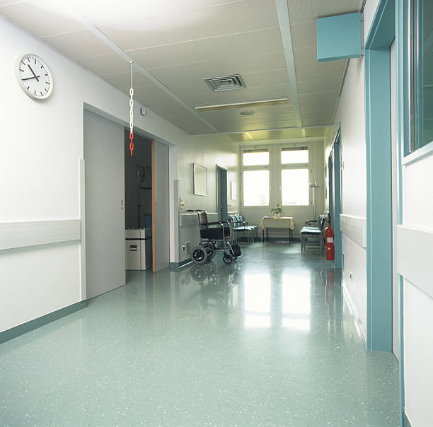 Rays of light in the corridor of the hospital.