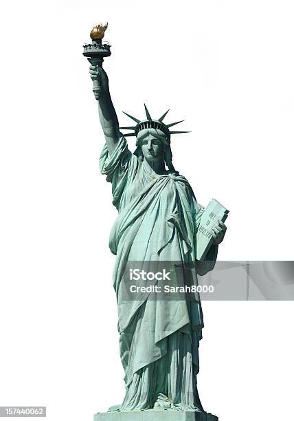 Estátua Da Liberdade No Branco - Fotografias de stock e mais imagens de Estátua da Liberdade - Cidade De Nova Iorque - Estátua da Liberdade - Cidade De Nova Iorque, Fundo Branco, Figura para recortar