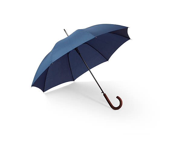 ombrellone blu w/clipping path - ombrello foto e immagini stock