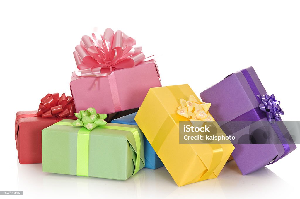 Giftboxes dans une pile - Photo de Cadeau libre de droits