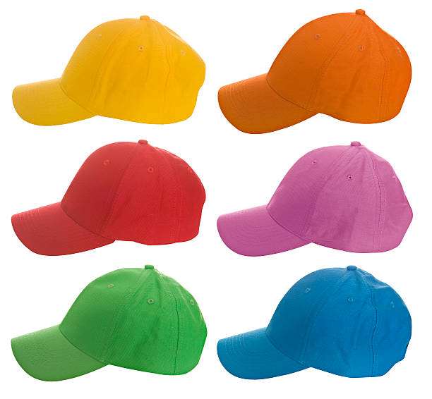 colorido gorras de béisbol - baseball cap hat multiple image color image fotografías e imágenes de stock