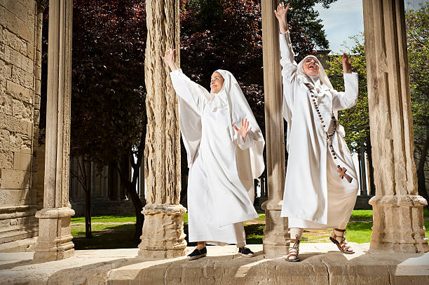Nuns dancing stock photo