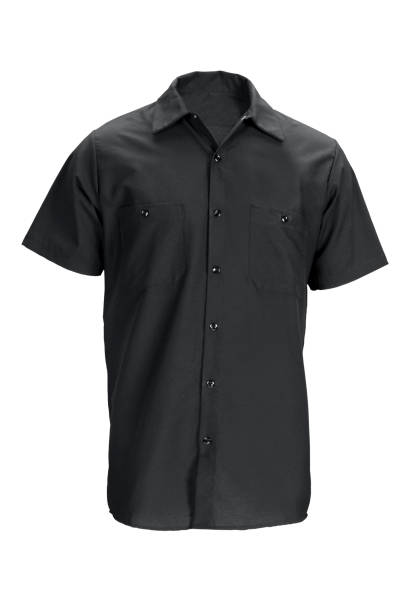 istock Men's black, short sleeved shirt-isolated on white w/clipping path 157441019