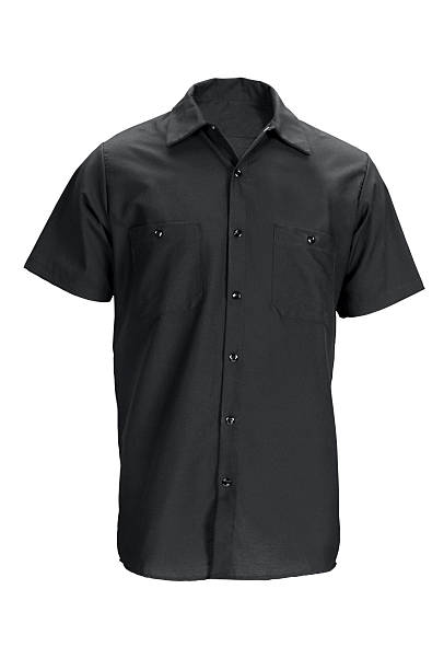 Men's black, short sleeved shirt-isolated on white w/clipping path stock photo