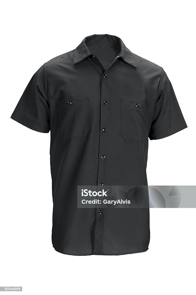 Homens preto, camisa de manga curta-Isolado no branco com Traçado de Recorte - Foto de stock de Camisas royalty-free
