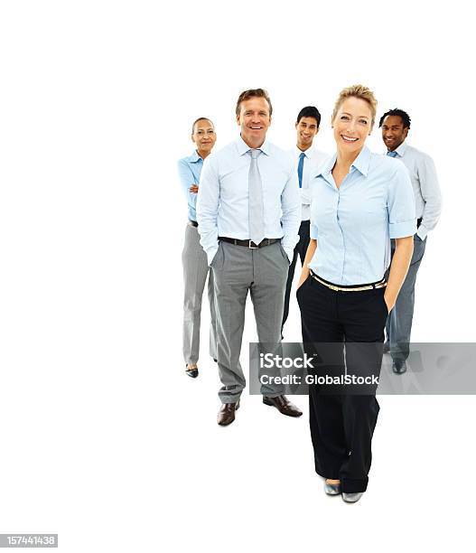 Grupo De Colegas De Negocios Aislado Sobre Blanco Foto de stock y más banco de imágenes de Fondo blanco - Fondo blanco, Negocio, Personas de negocios