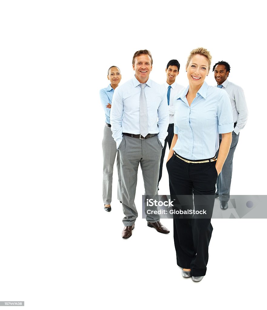 Group of business colleagues isolated over white  White Background Stock Photo