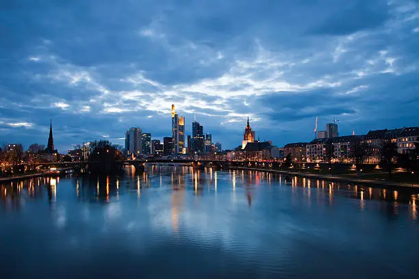 Frankfurt am Main Cityscape during night (HDR)