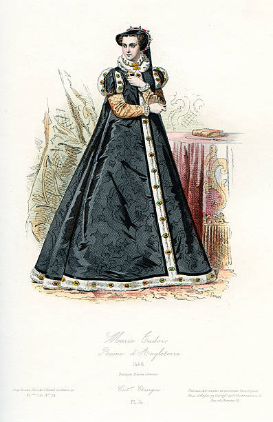 ilustraciones, imágenes clip art, dibujos animados e iconos de stock de queen mary i - tudor style illustrations
