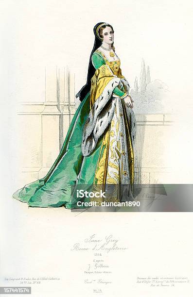 Дама Jane Серая — стоковая векторная графика и другие изображения на тему Мода - Мода, XVI век, Женщины