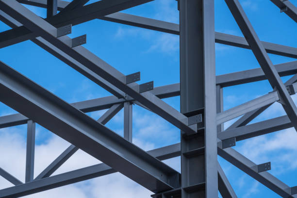 Steel frame structure Roof steel in power plant project construction strong housing market stock pictures, royalty-free photos & images