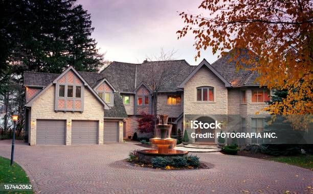 Mansion Exterior In The Evening Stock Photo - Download Image Now - Mansion, Luxury, Building Exterior