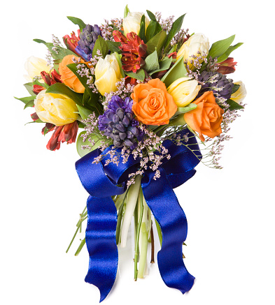 Flowers, yellow, bouquet, father's day, dark blue background