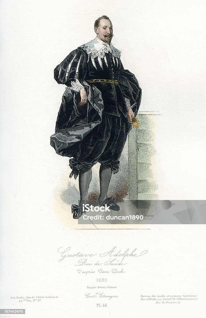 Adolphus Gustave de Suède avec très grand lit - Illustration de Accessoire vestimentaire historique libre de droits