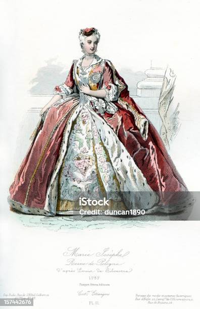 Vetores de Maria Josepha Rainha Da Polônia e mais imagens de Crinolina - Crinolina, Moda, Estilo do século XVIII
