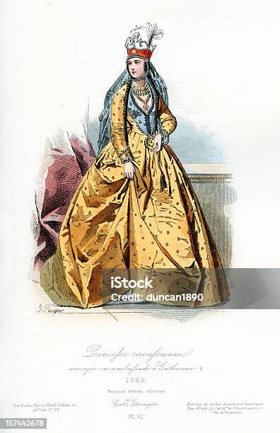 Vetores de Circassian Princesa Traje Tradicional e mais imagens de Estilo do século XVIII - Estilo do século XVIII, Século XVIII, Princesa