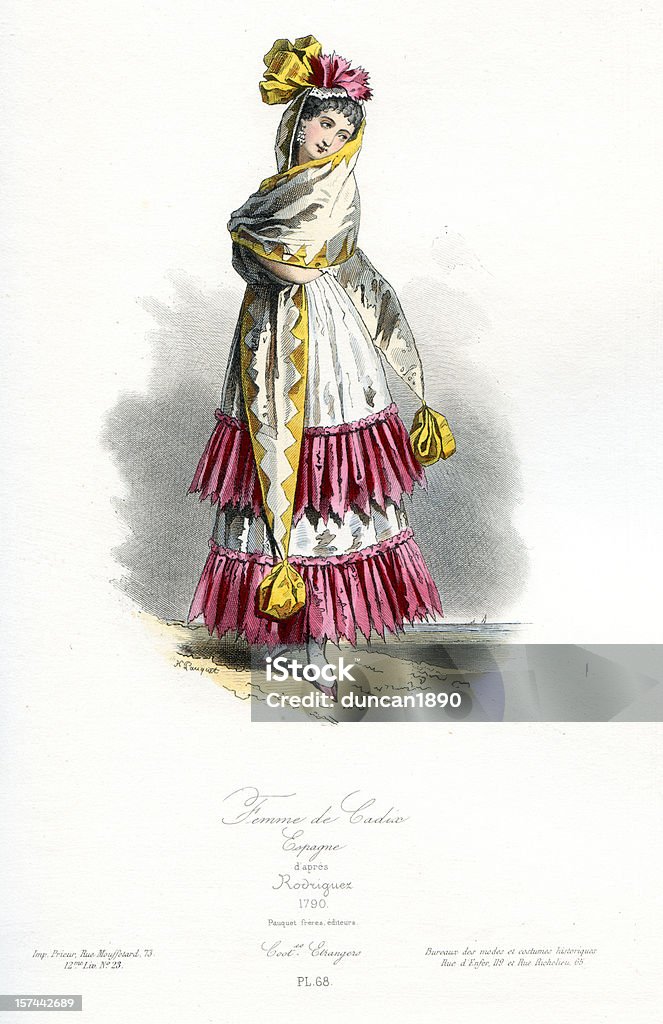 Kobieta Kadyksu tradycyjne Kostium - Zbiór ilustracji royalty-free (Hiszpania)